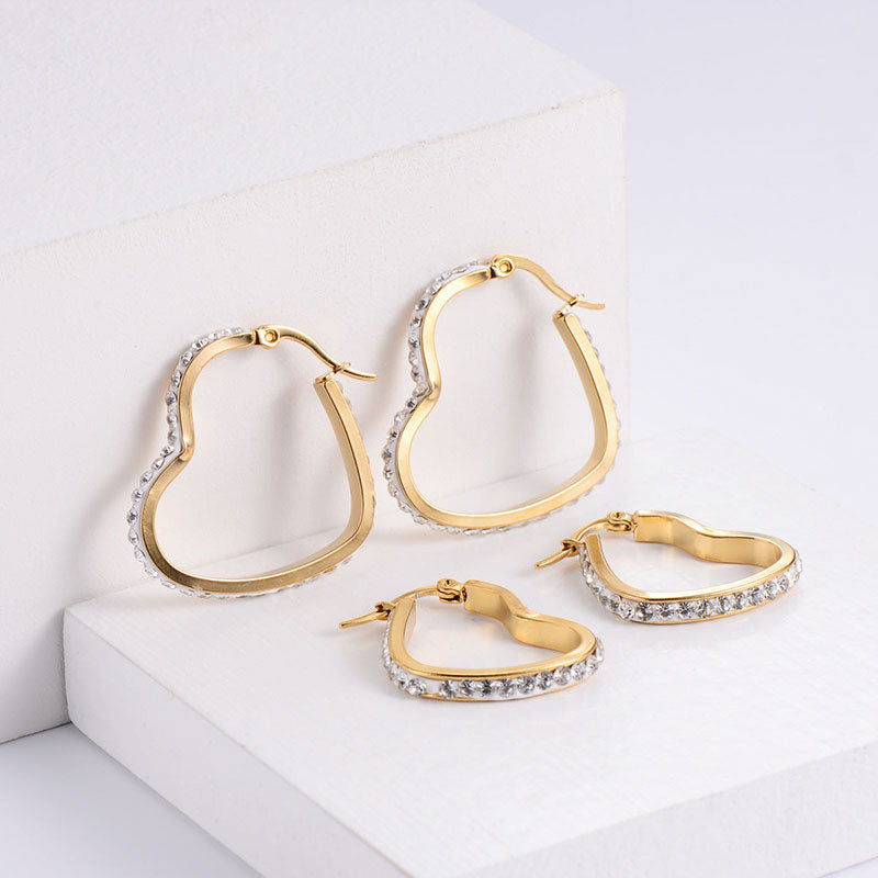 Wholesale Earrings Stainless Steel Diamonds Love OLY-ES-AIMILUO004
